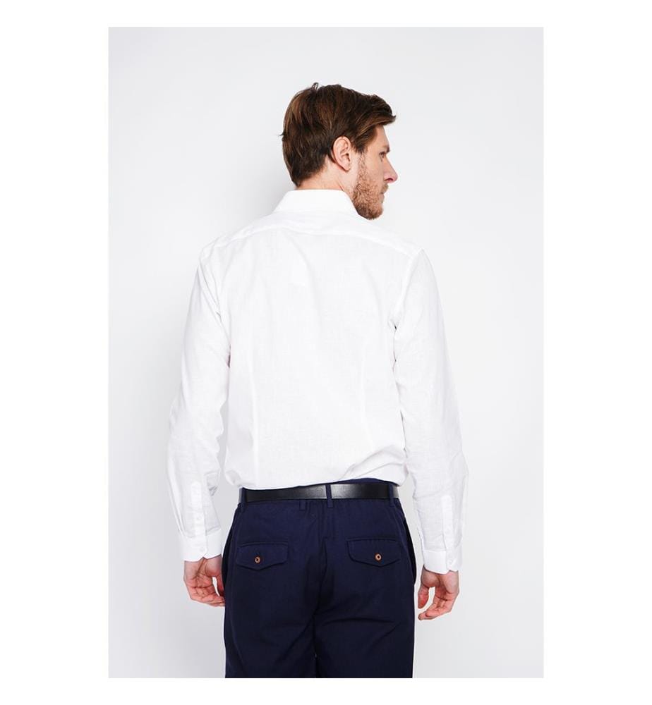 Hemd Slim Fit Italienischer Kragen Gebrochene Manschette - Weiss