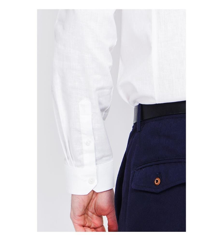 Hemd Slim Fit Italienischer Kragen Gebrochene Manschette - Weiss