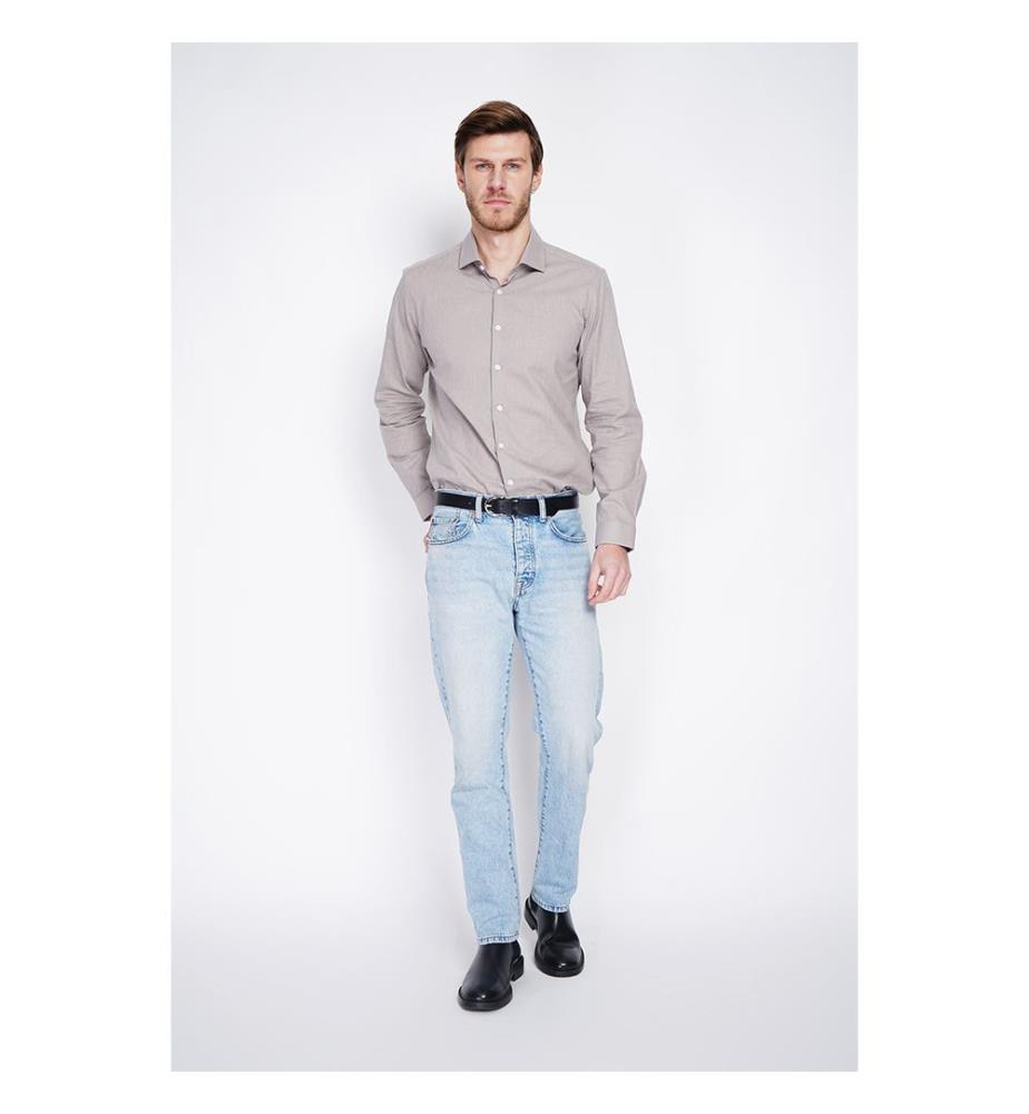 Hemd Slim Fit Italienischer Kragen Gebrochene Manschette - Braun