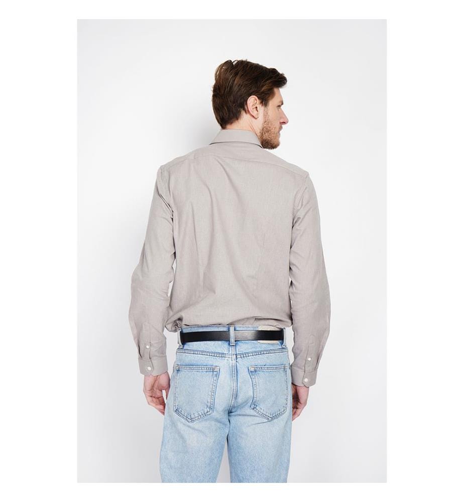 Hemd Slim Fit Italienischer Kragen Gebrochene Manschette - Braun