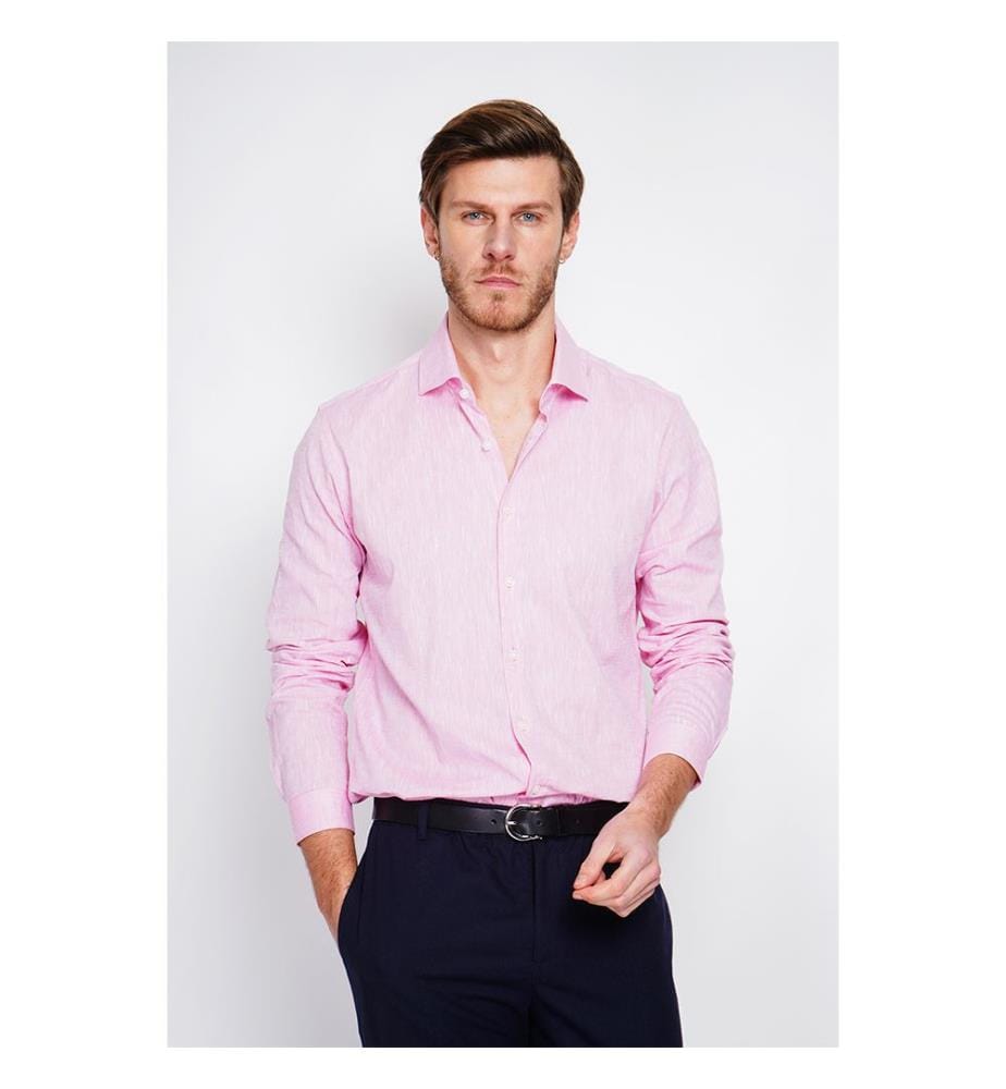 Hemd Slim Fit Italienischer Kragen Gebrochene Manschette - Rosa