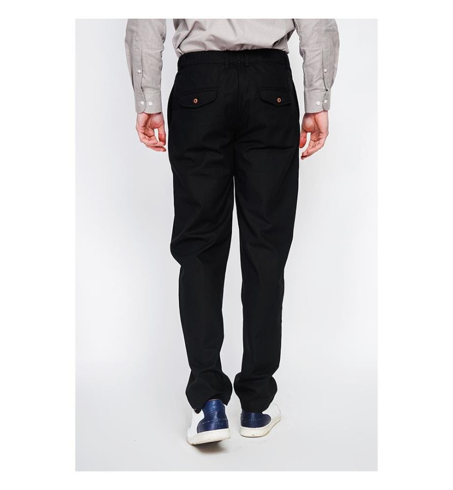 Hose mit geradem Schnitt und elastischem Bund - Schwarz