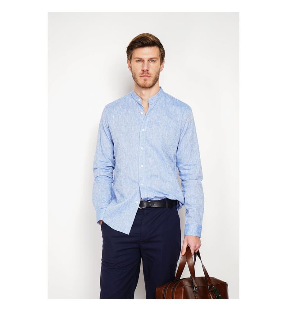 Hemd Slim Fit Offizierskragen Quadratische Manschette - Blue Jeans