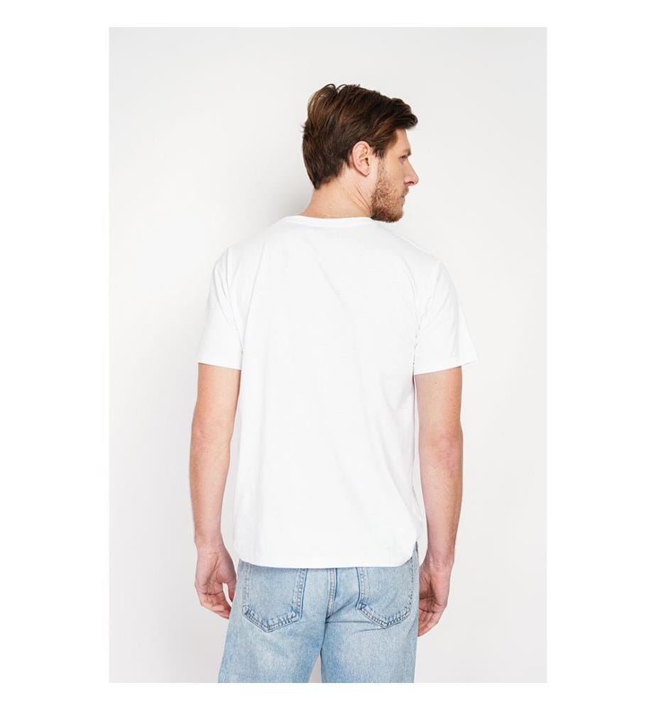 T-Shirt Rundhalsausschnitt Kurzarm Aufgesetzte Brusttasche - Weiss