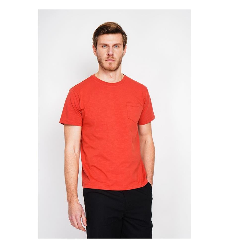 T-Shirt Rundhals Kurzarm Aufgesetzte Brusttasche - Rooibos