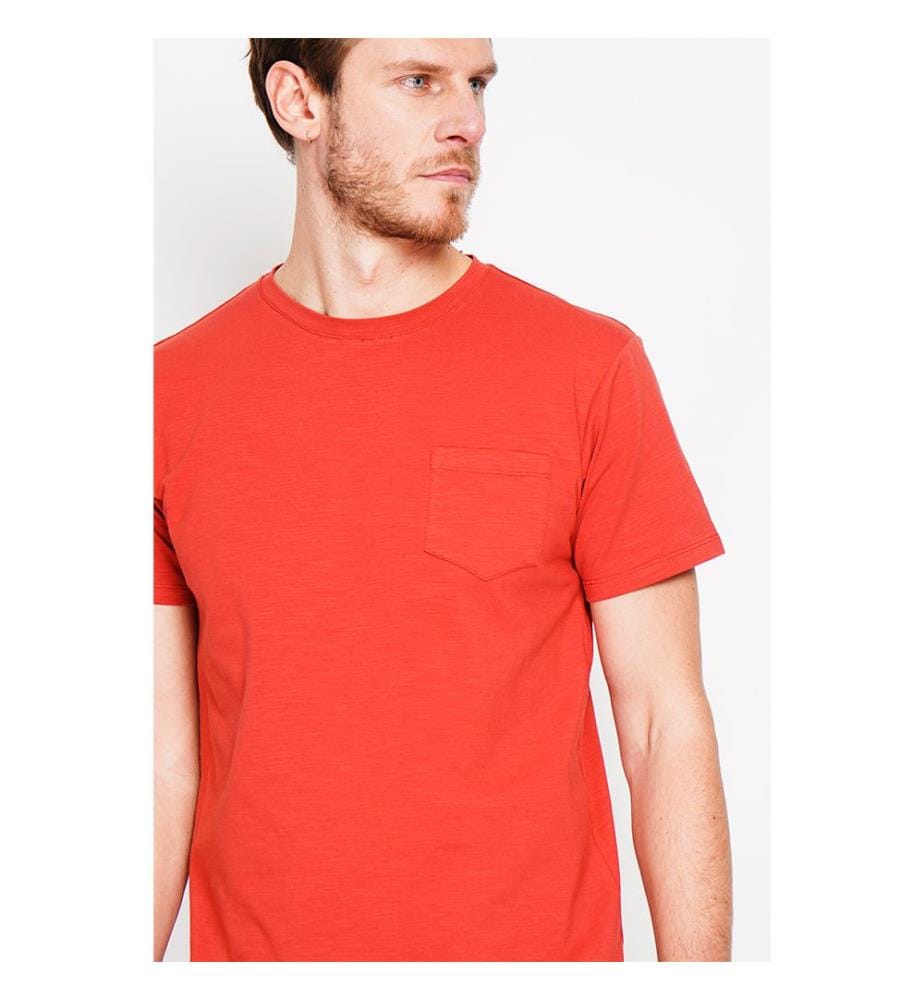 T-Shirt Rundhals Kurzarm Aufgesetzte Brusttasche - Rooibos