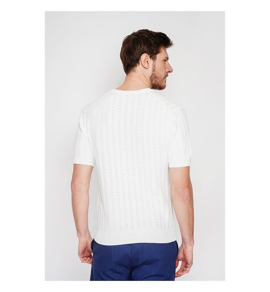 Strickpullover mit Rundhalsausschnitt - Weiss