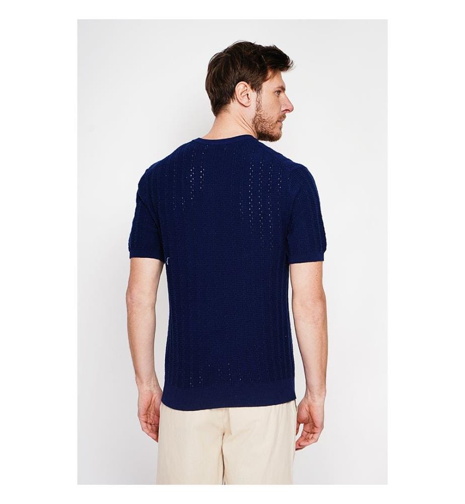Strickpullover mit Rundhalsausschnitt - Marine