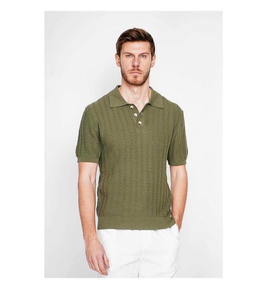 Strickpullover mit Rundhalsausschnitt - Khaki