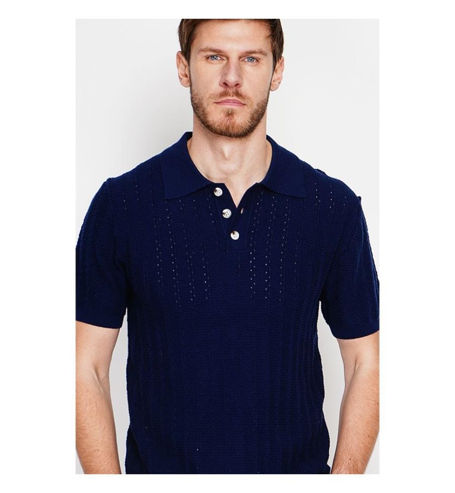 Strickpullover mit Rundhalsausschnitt - Marine