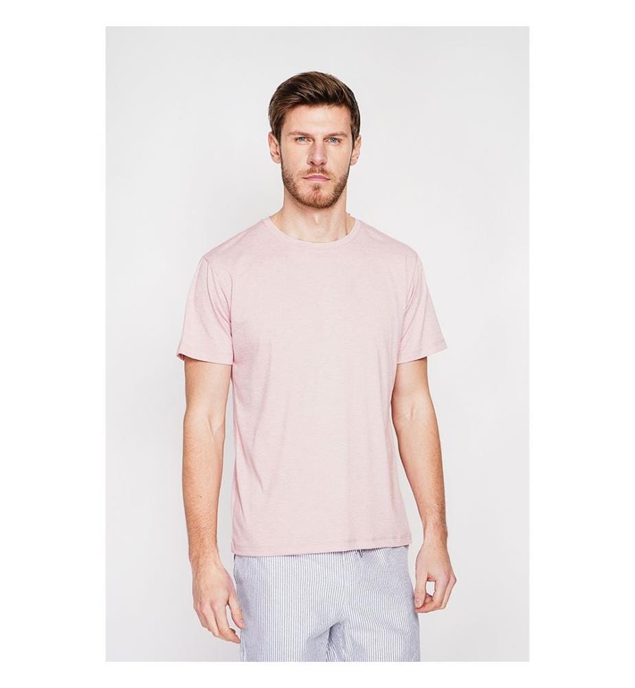 T-Shirt Rundhalsausschnitt - Hellrosa