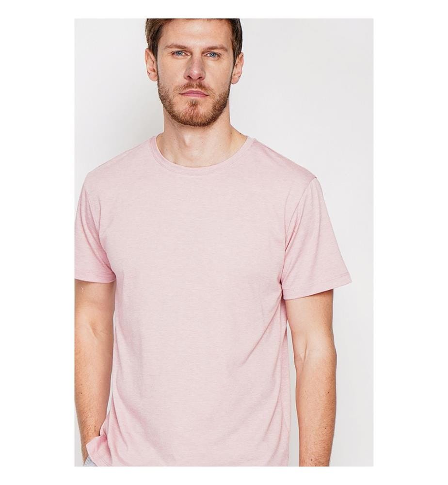 T-Shirt Rundhalsausschnitt - Hellrosa