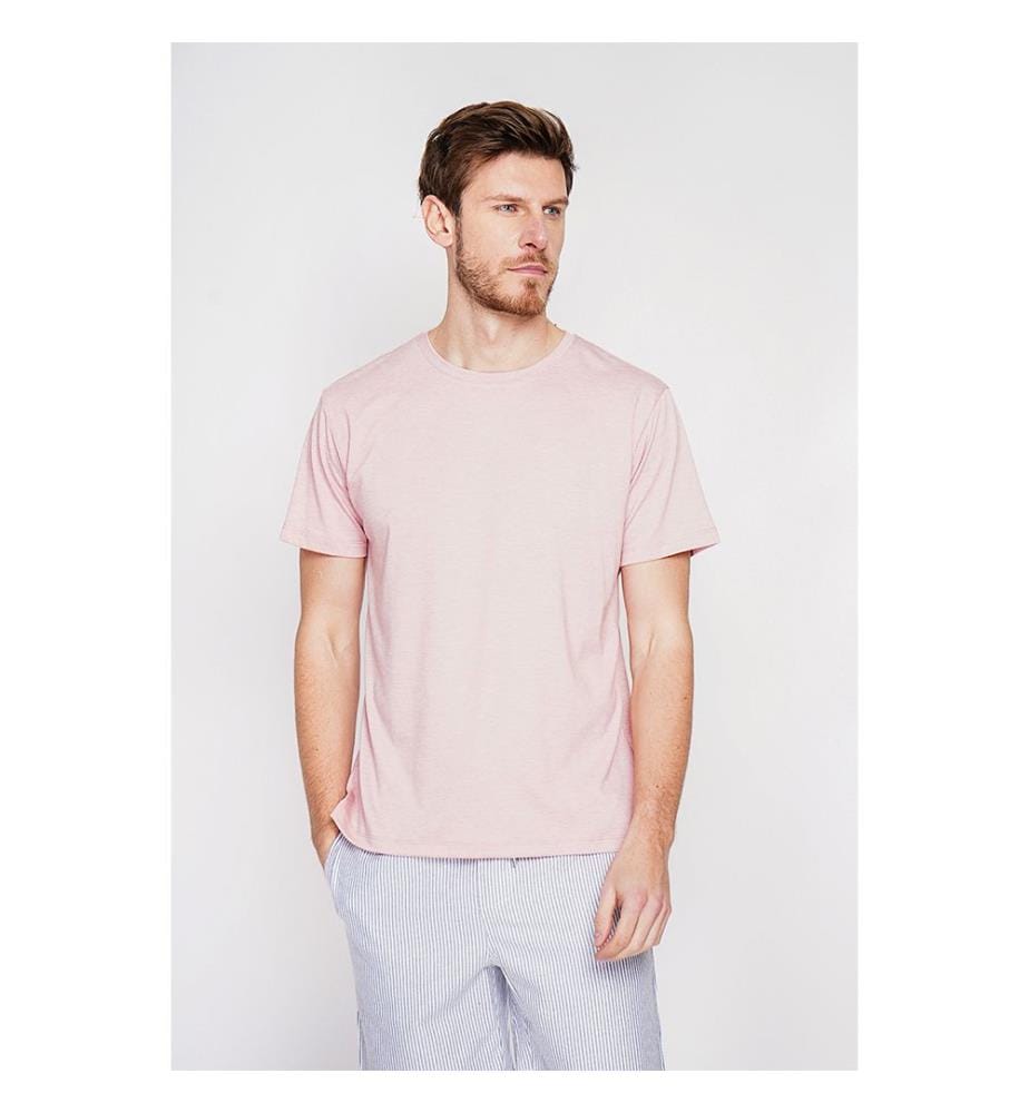 T-Shirt Rundhalsausschnitt - Hellrosa