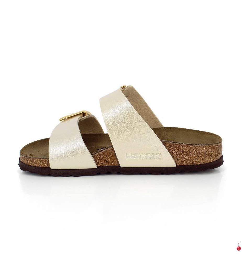 Sydney Luxe Buckle Birko-Flor Sandalen - Graceful Pearl White