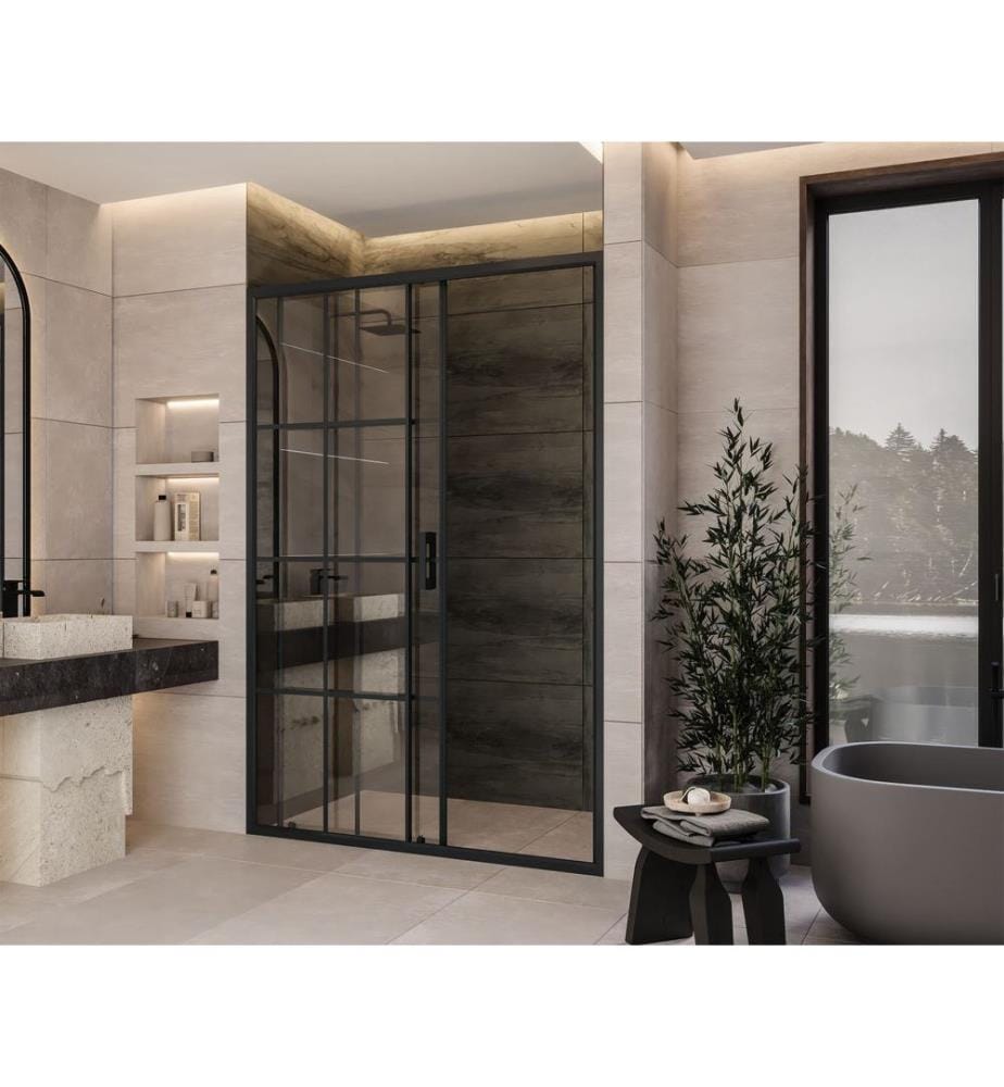 Cabine de douche, 100 % verre trempé, anthracite, 106 x 189