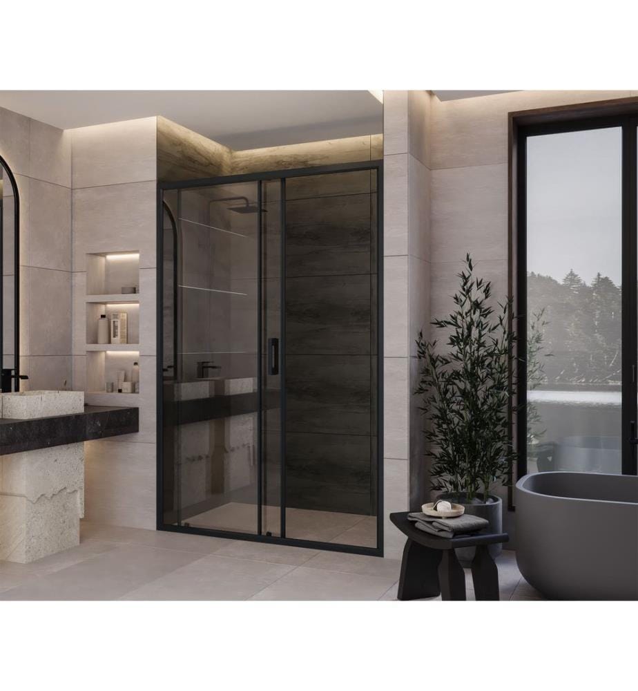 Cabine de douche, 100 % verre trempé, anthracite, transparent, 139 x 189