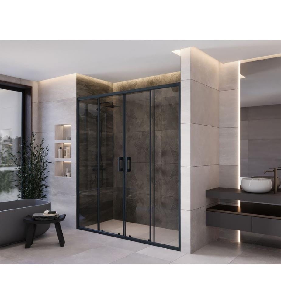 Cabine de douche, 100 % verre trempé, anthracite, transparent, 188 x 189