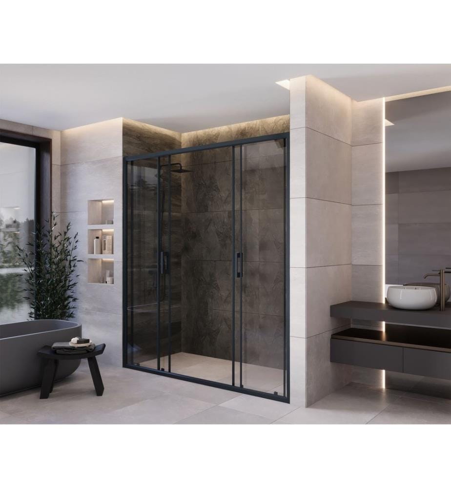 Cabine de douche, 100 % verre trempé, anthracite, transparent, 188 x 189