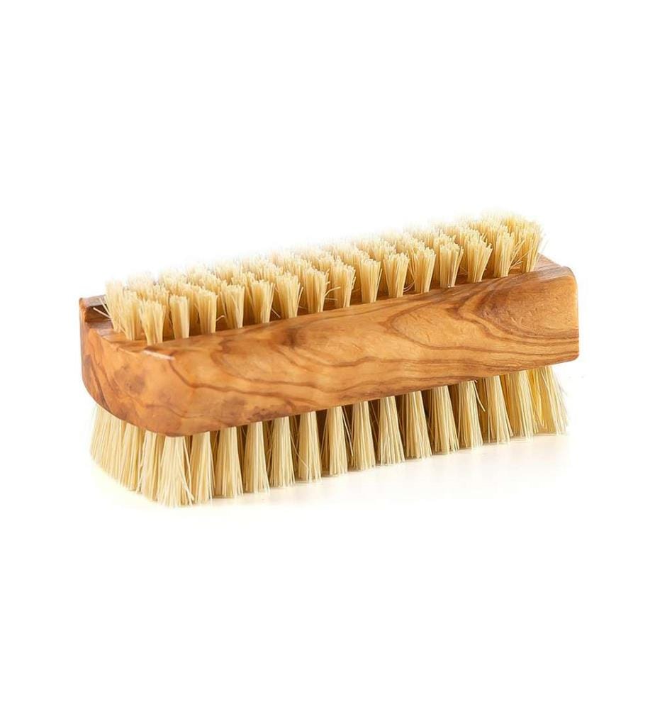 Brosse à ongles double face en bois d'olivier noble