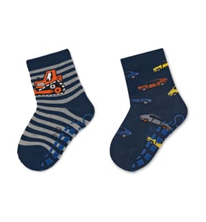 Sterntaler Chaussettes antidérapantes Bagger/Voitures Lot de 2 Marine Taille 22
