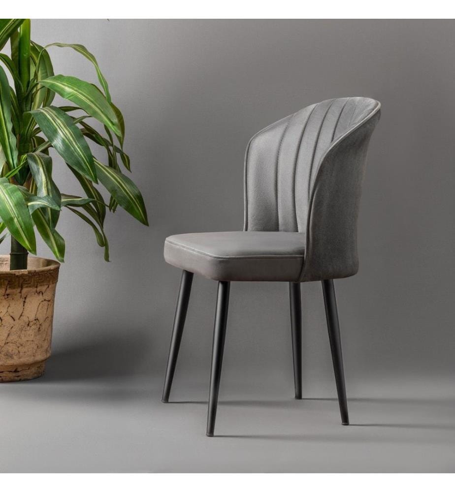 Set di 4 sedie - Grigio / Nero