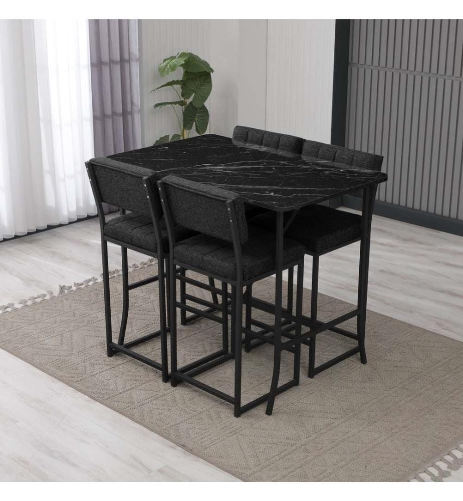 Ensemble table & tabourets de bar - Anthracite / Noir