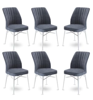 Ensemble de 6 chaises - Fumé / Blanc