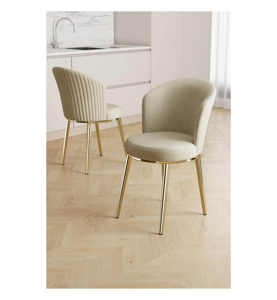 Set di 4 sedie - Crema / Oro