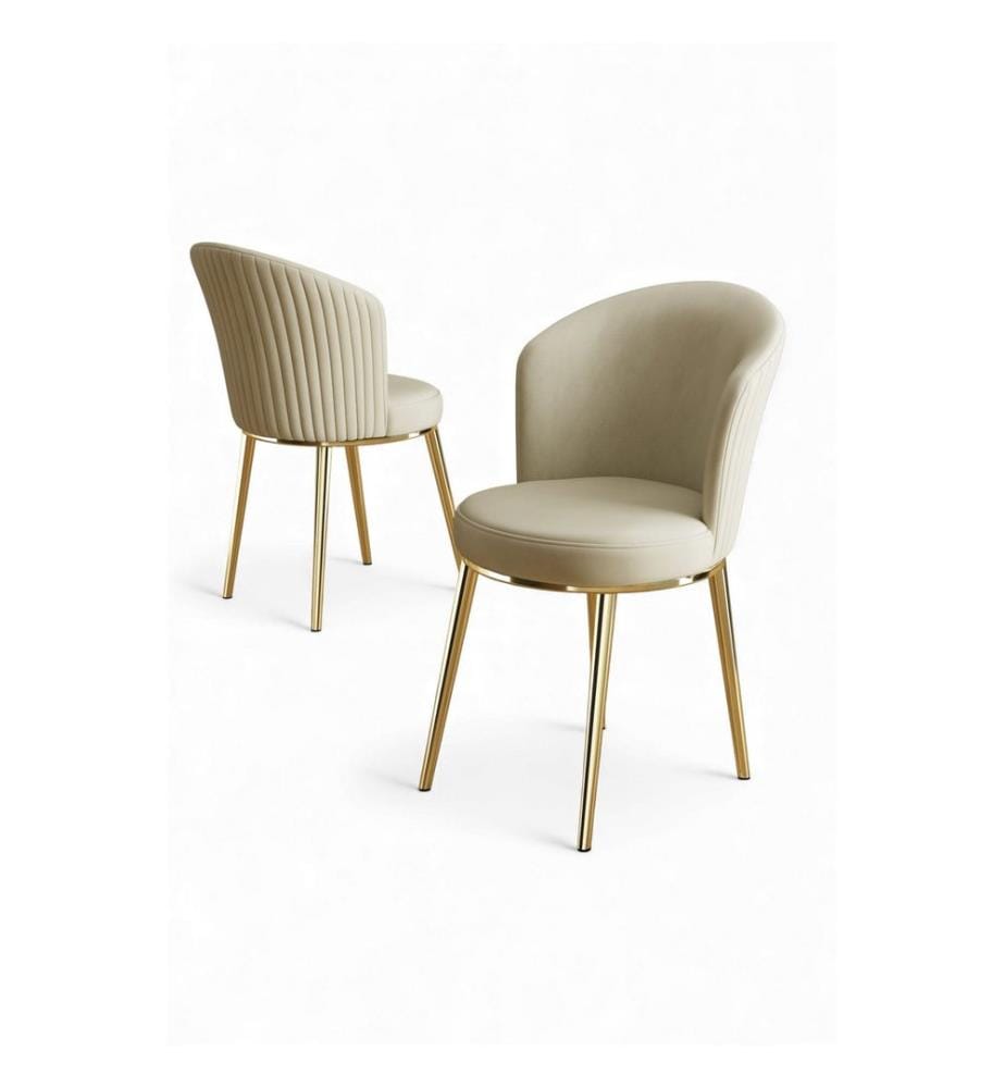Set di 4 sedie - Crema / Oro