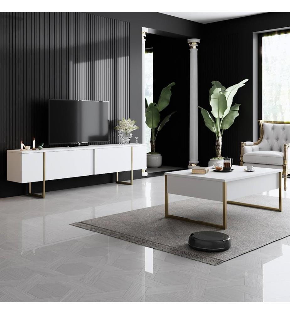 Ensemble de salon - Blanc / Doré