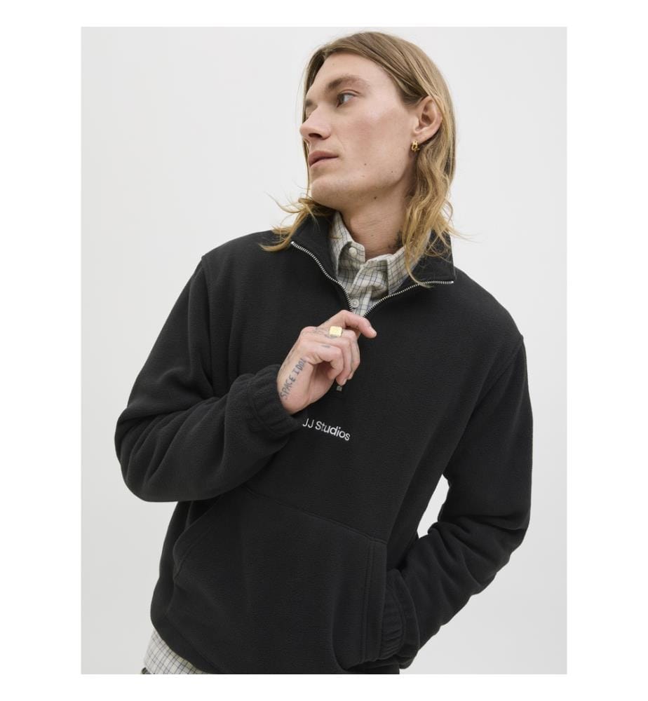 Sweatshirt in Relaxed Fit - Schwarz