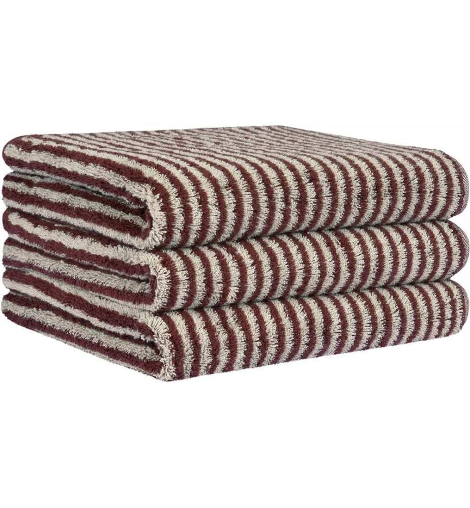 Cawö Towel Two-Tone Stripe 50 x 100 cm, Bordeaux