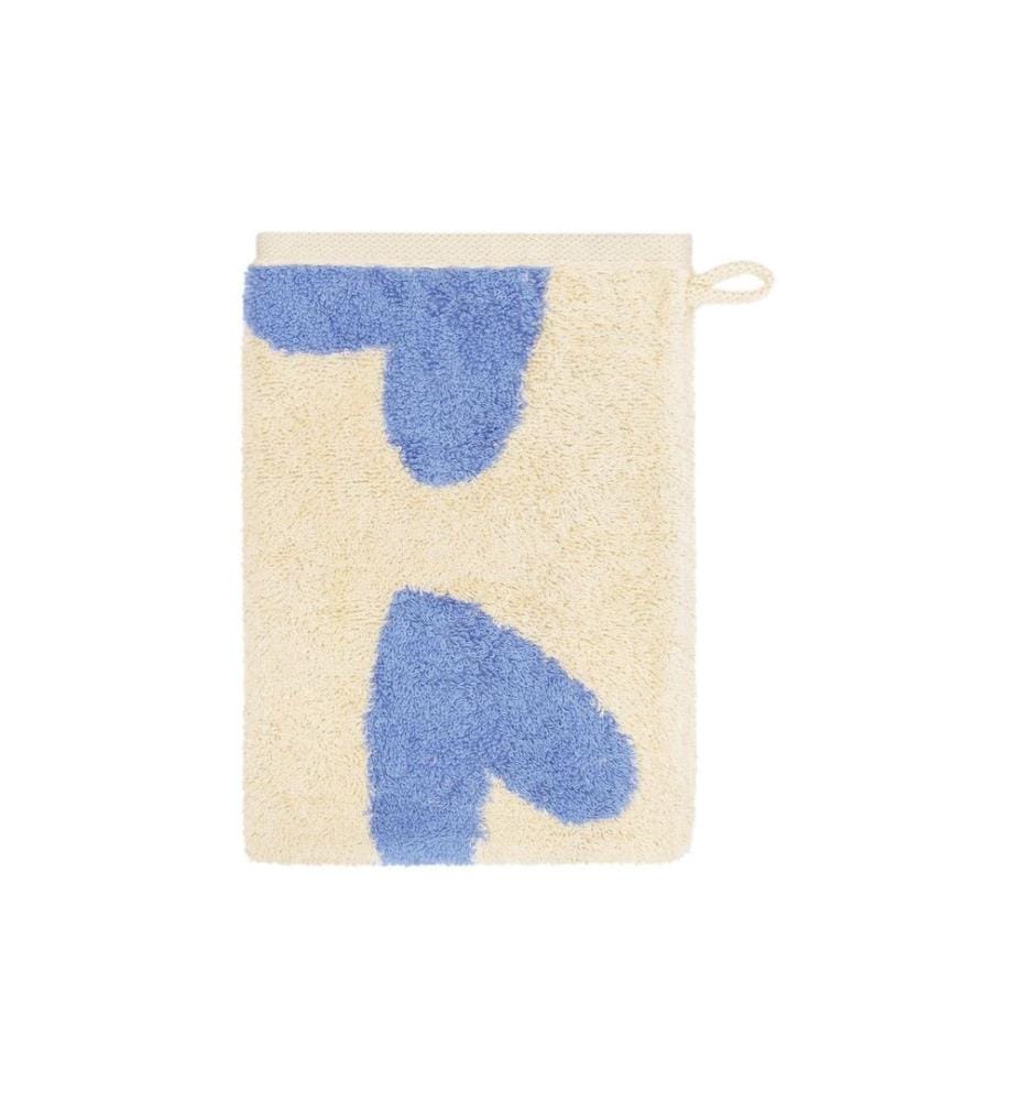 Cawö Waschhandschuh Heart Beats 16 x 22 cm, Blau