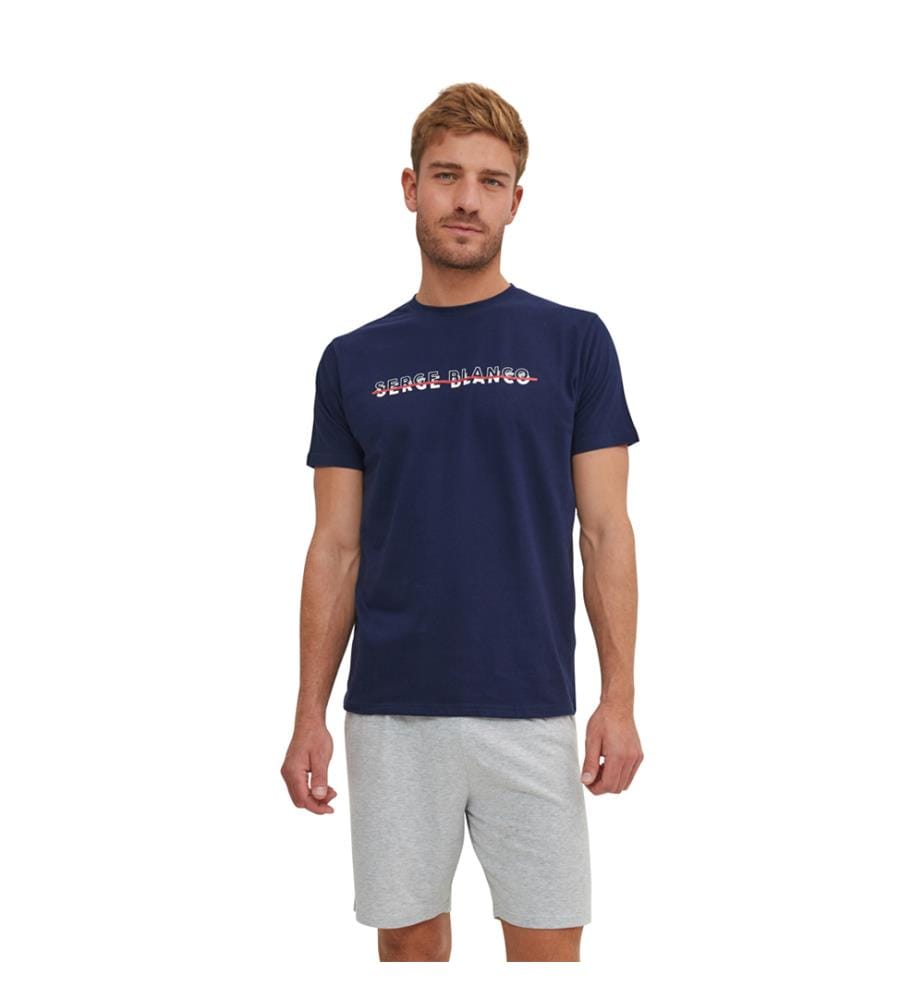 Pyjama Tshirt Set - Blau & Grau