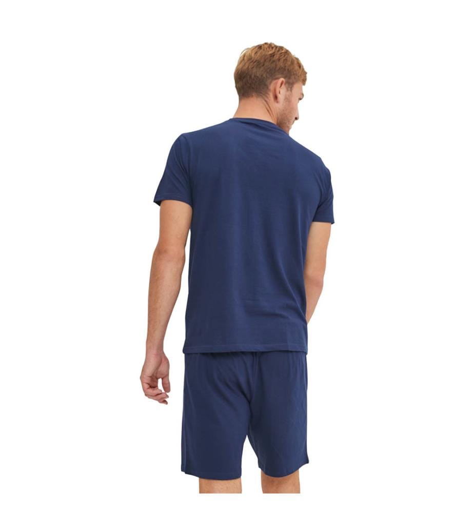Men's cotton short pyjama t-shirt round neck set - Blue