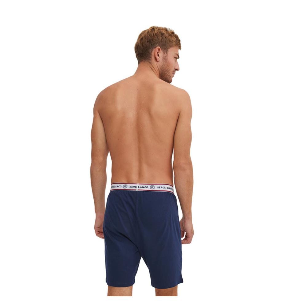 Men's cotton short pyjama t-shirt round neck set - Blue