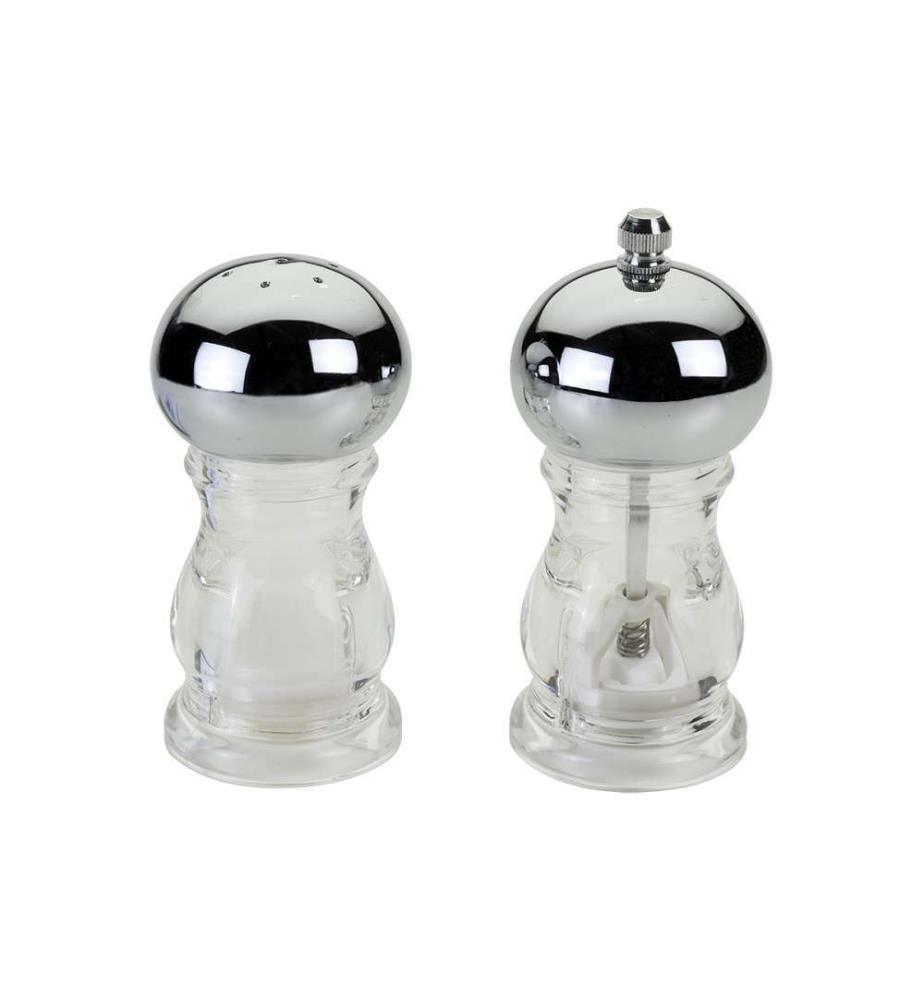 Set Salzstreuer und Gewürzmühle Edelstahl/Acryl/Metall