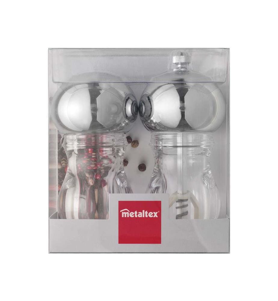 Set Salzstreuer und Gewürzmühle Edelstahl/Acryl/Metall