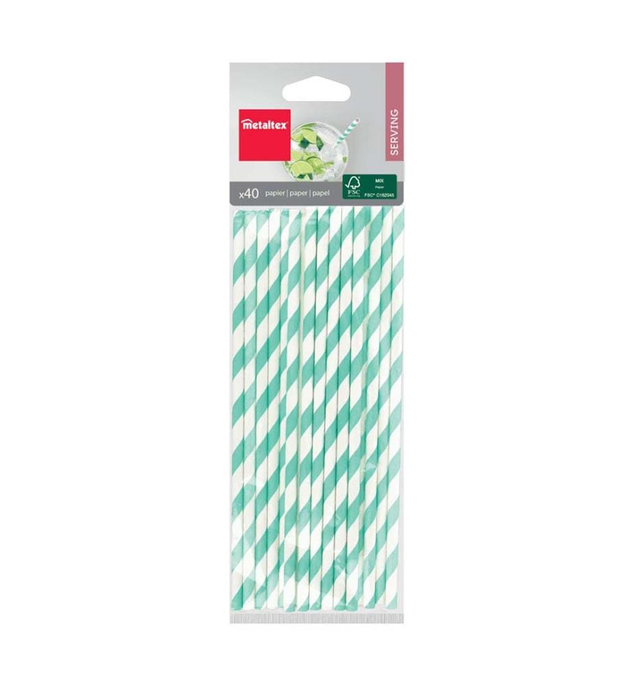 Set aus 40 Papierstrohhalmen 20 cm