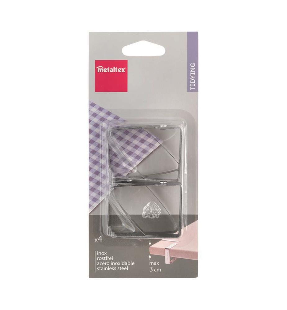 4er-Set Tischdeckenfixierer aus Edelstahl - Tisch max. 3cm