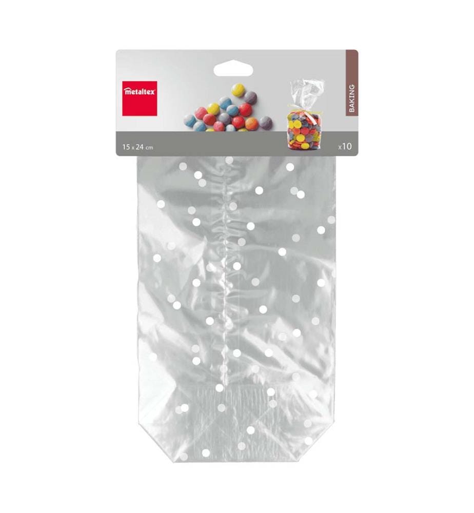 Lot 10 Beutel für Süsswaren 15x24h cm XL "Dots"