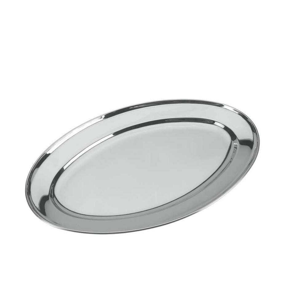 Ovales Tablett aus Edelstahl - 40x26cm