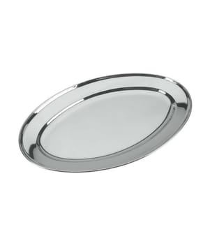 Ovales Tablett aus Edelstahl - 40x26cm