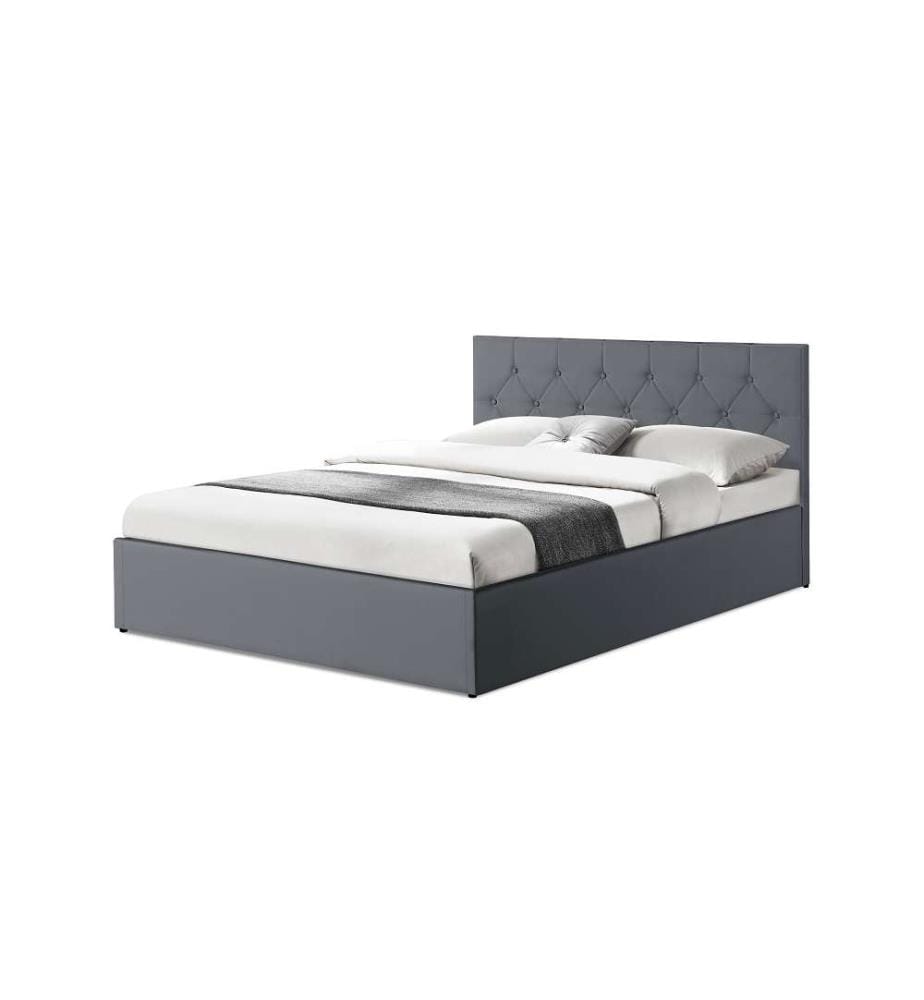 Lit Coffre avec Sommier Hannah 140x190cm - Gris