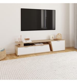 Meuble TV extensible Livona - Brun et Blanc