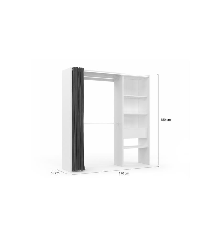 Dressing Aline extensible 120-170cm blanc 1 colonne