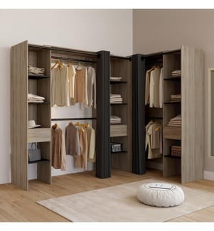 Dressing Justine d'angle 230cm effet bois