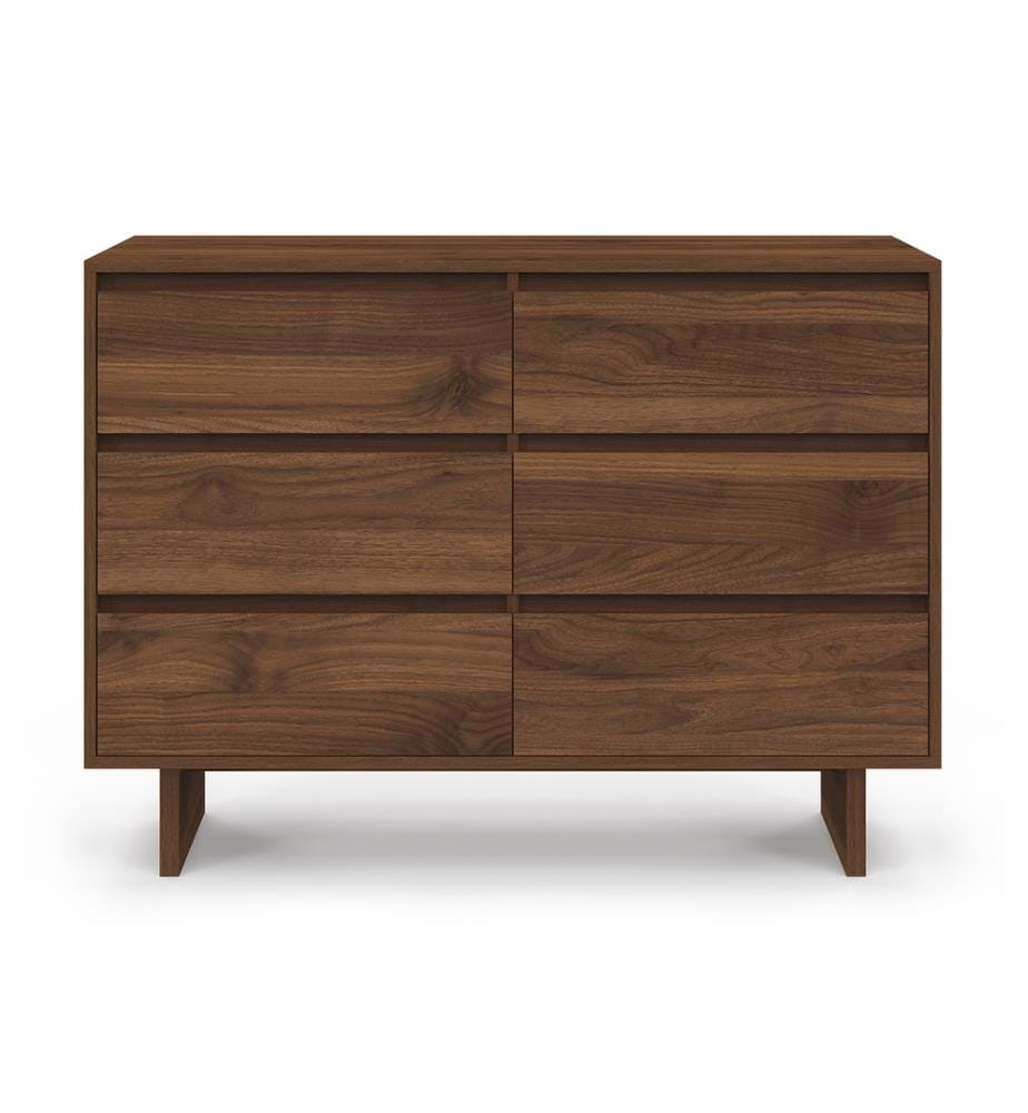 Commode Yumi 6 tiroirs en bois effet noyer