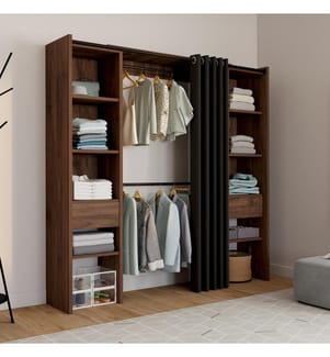 Dressing Justine extensible 120-180cm effet noyer double colonne