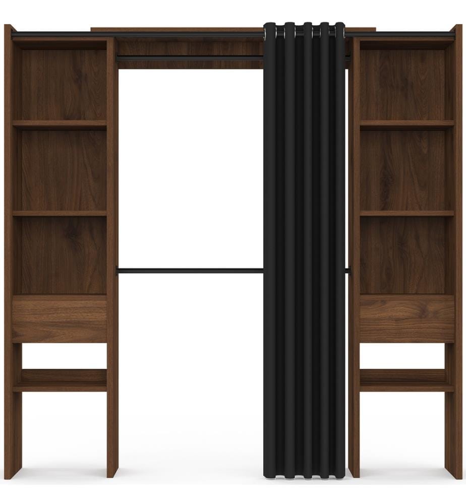 Ankleidezimmer Justine ausziehbar 120-180cm Effekt Nussbaum Doppelsäule